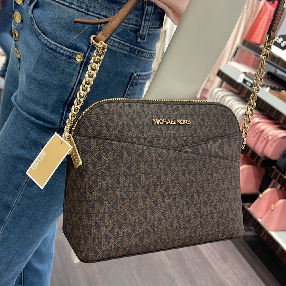 MICHAEL KORS Jet Set Medium Logo Dome Satchel Crossbody
Brown
NWT - Picture 13 of 16
